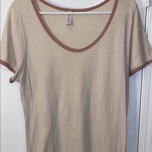 Cream and pink LuLaRoe classic tee